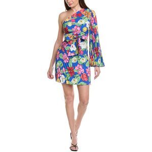 Milly Womens  Linden Tulip Rosette Pleated Mini Dress, Blue
